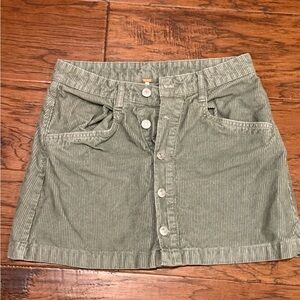 Free People Olive Corduroy Mini Skirt